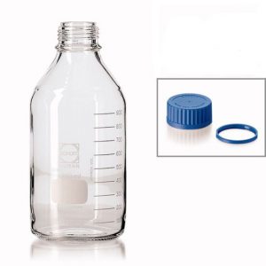 Labfles - glas blank - 5000 ML - GL45 blauw (DURAN)