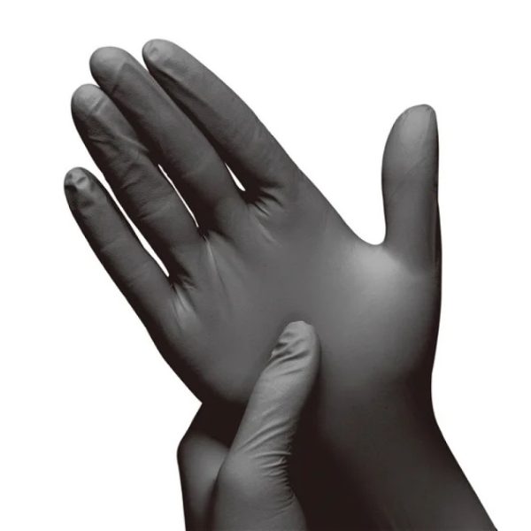 Handschoen Nitril Ongepoederd, Cat III, Latex Vrij, Zwart - Afbeelding 2